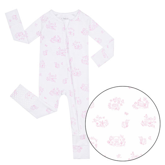 Limited Edition Pink Toile Print Onesie Pajama