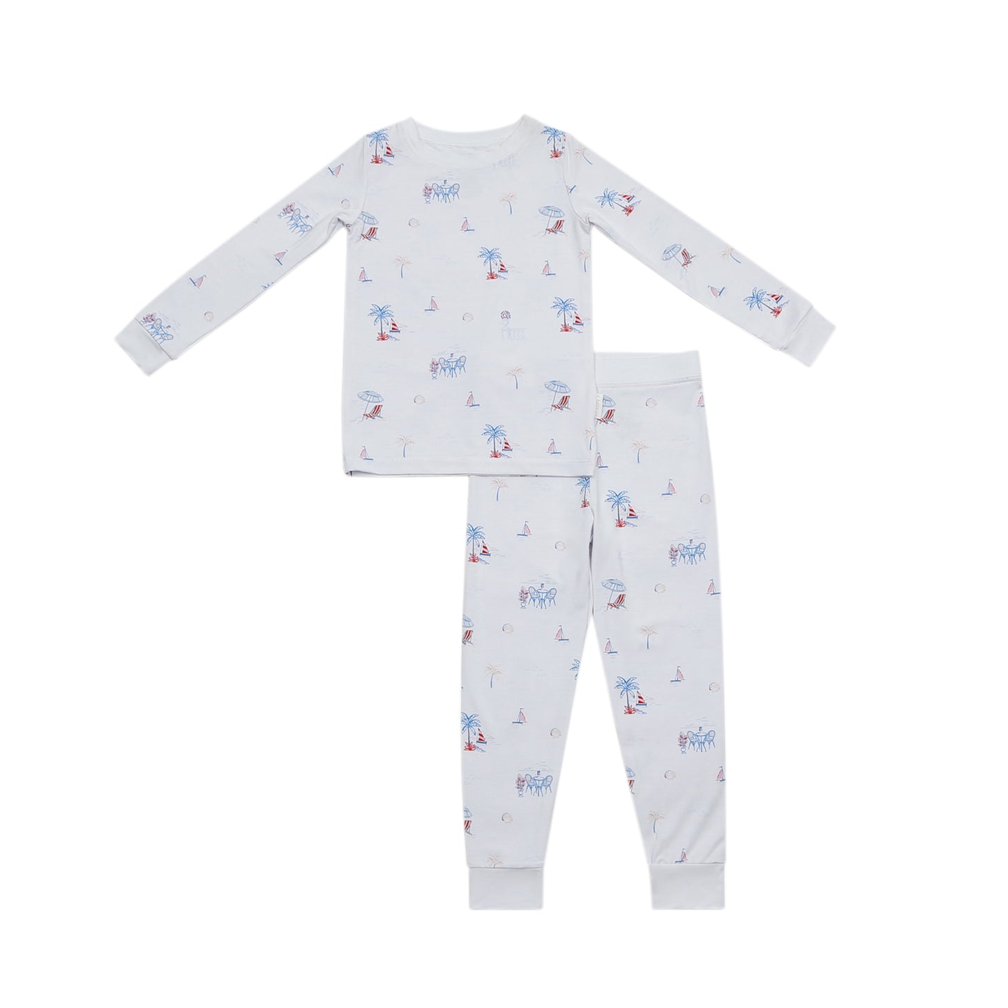 Beach Side Vacation Print Bamboo 2 Piece Kids Pajamas Set - Ultra-Soft & Breathable Kids’ Sleepwear