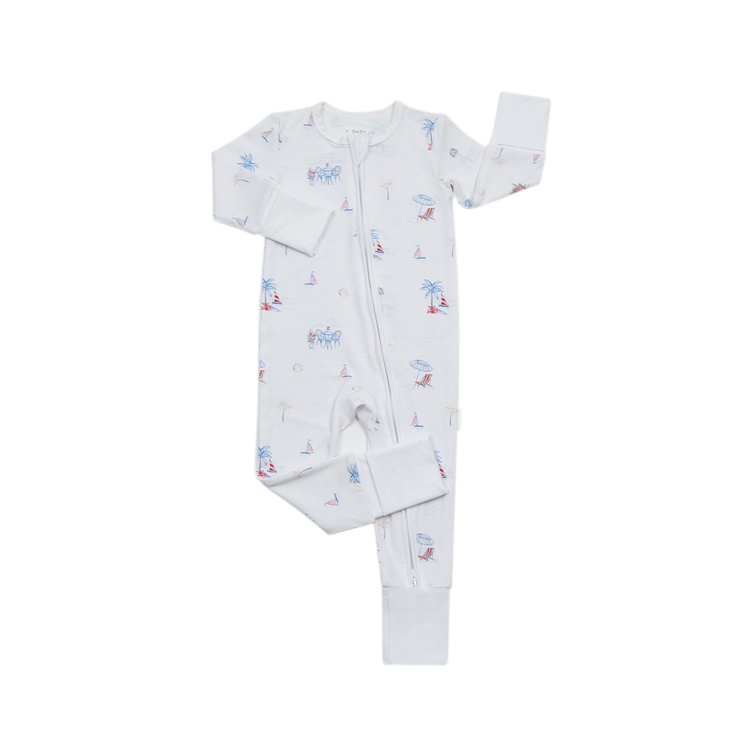 Beach Side Vacation Print Onesie Bamboo Pajamas - Ultra-Soft & Breathable Kids’ Sleepwear