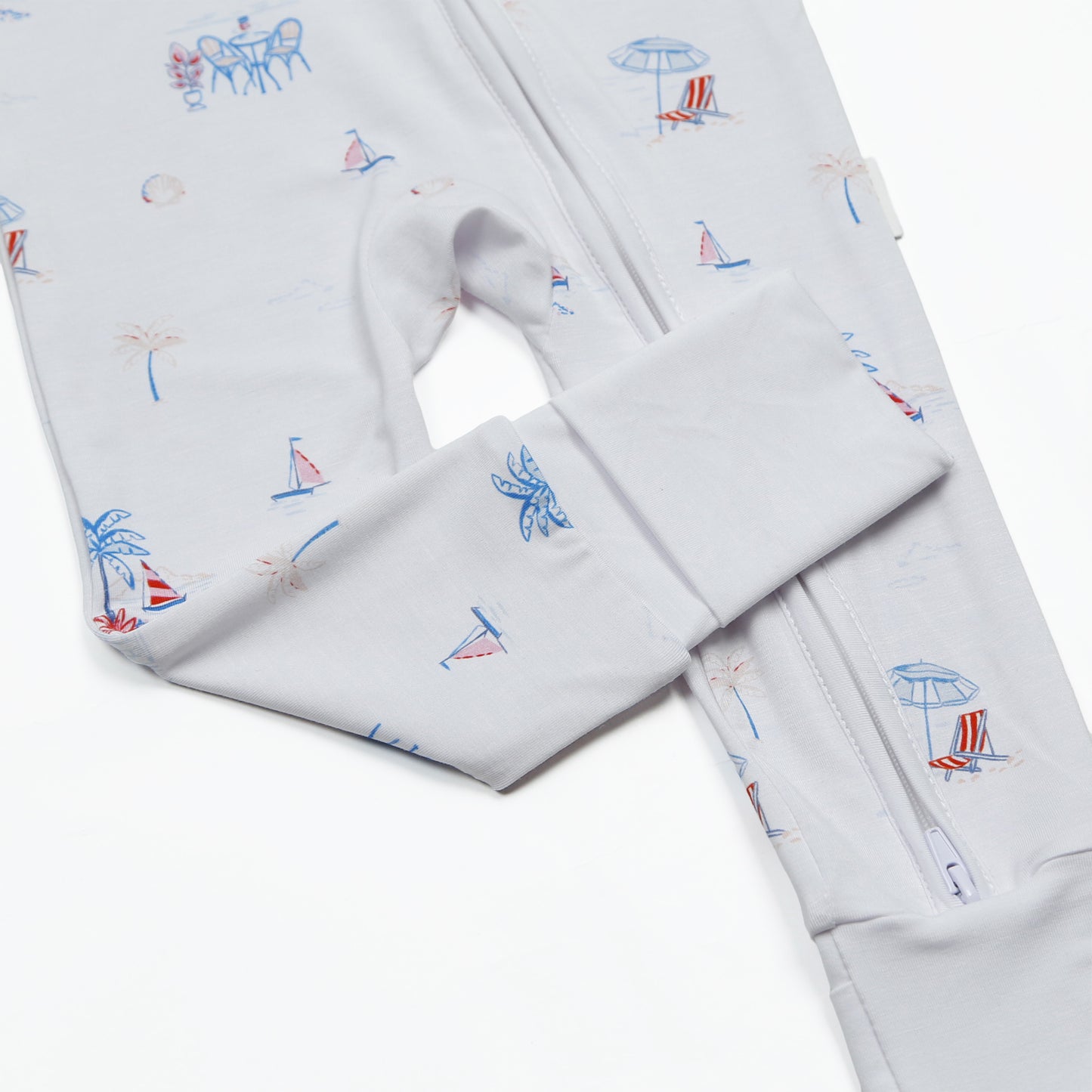 Beach Side Vacation Print Onesie Bamboo Pajamas - Ultra-Soft & Breathable Kids’ Sleepwear