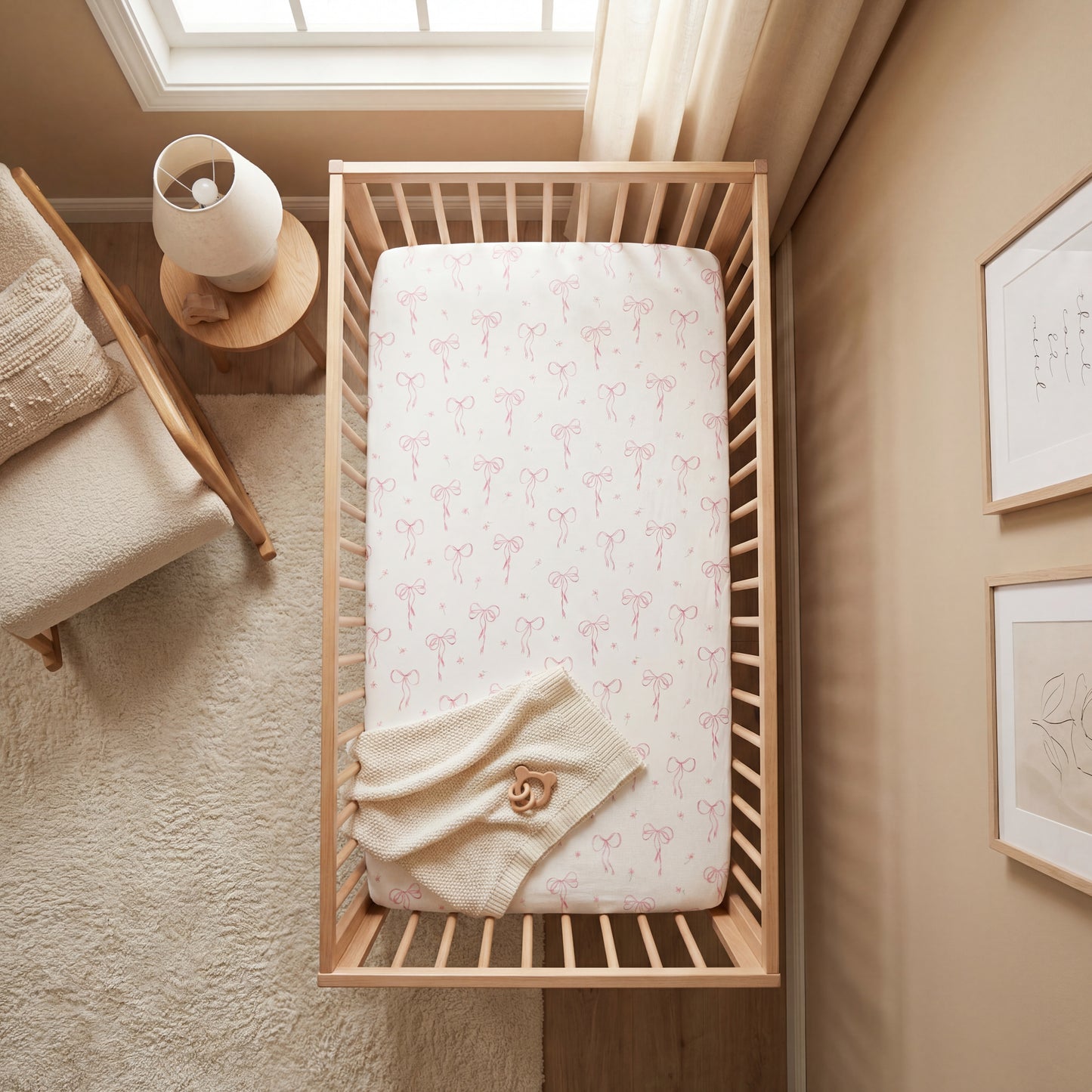 Pretty in Pink Linen Crib Sheet