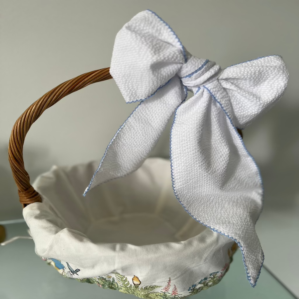 Woven Seersucker Bow Sash with Monogram – Perfect for Easter, Baby Showers & Nursery Décor