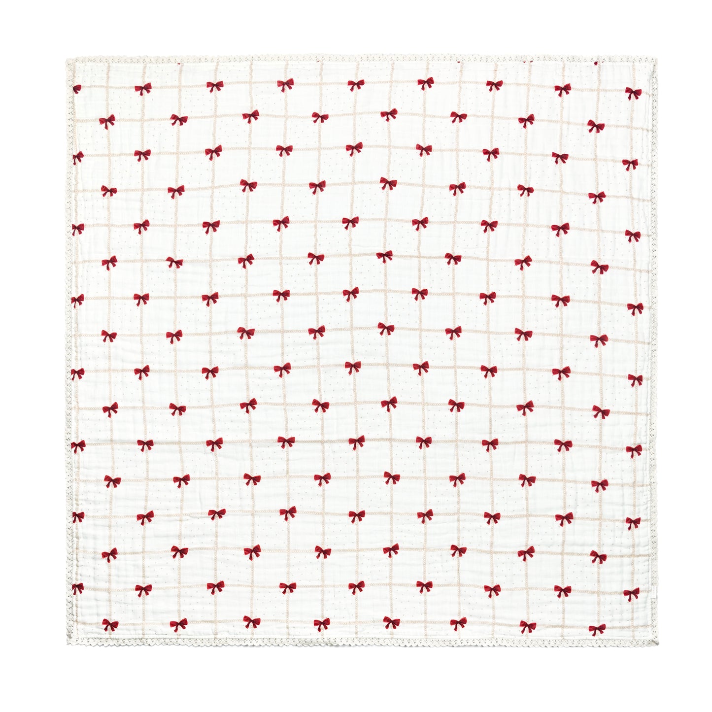 The Gift Collection 6-Layer Organic Cotton Blanket with Vintage French Lace