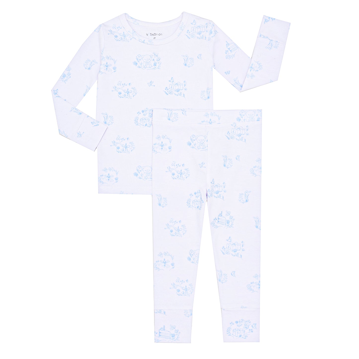 Limited Edition Blue Toile Print 2 Piece Pajama Set