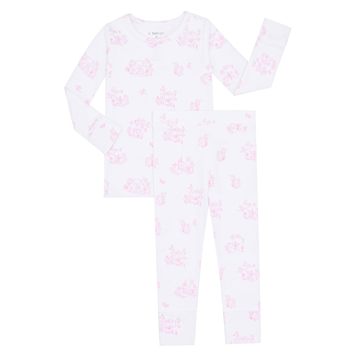 Limited Edition Pink Toile Print 2 Piece Pajamas & Blanket Bundle