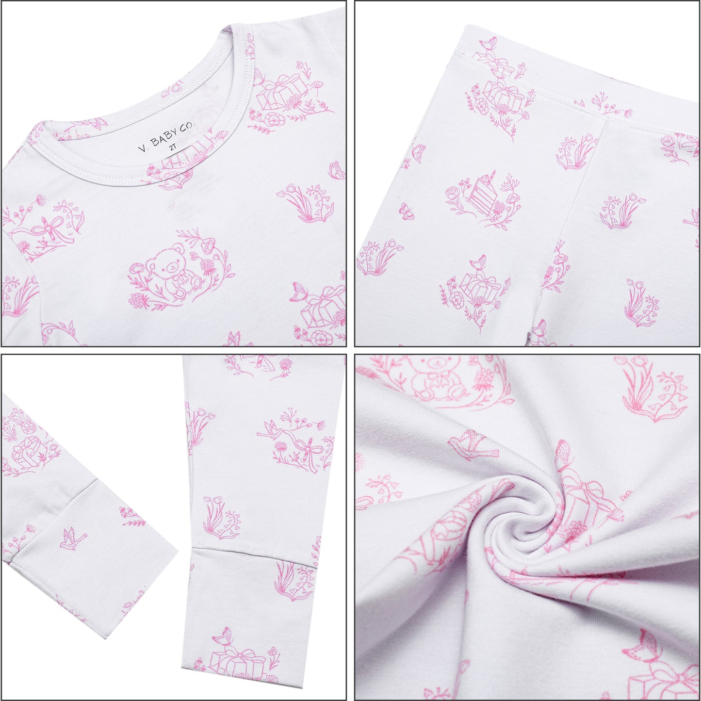 Limited Edition Pink Toile Print 2 Piece Pajamas & Blanket Bundle