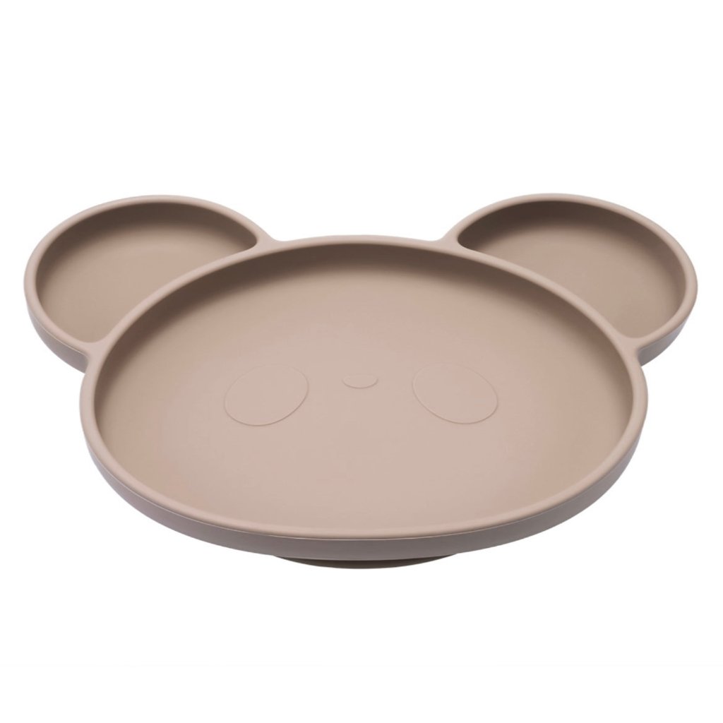 Silicone baby plate with divided sections, perfect for separating food for toddlers.