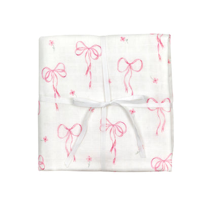 Pretty in Pink Organic Cotton Gauze Blanket with Crochet Trim