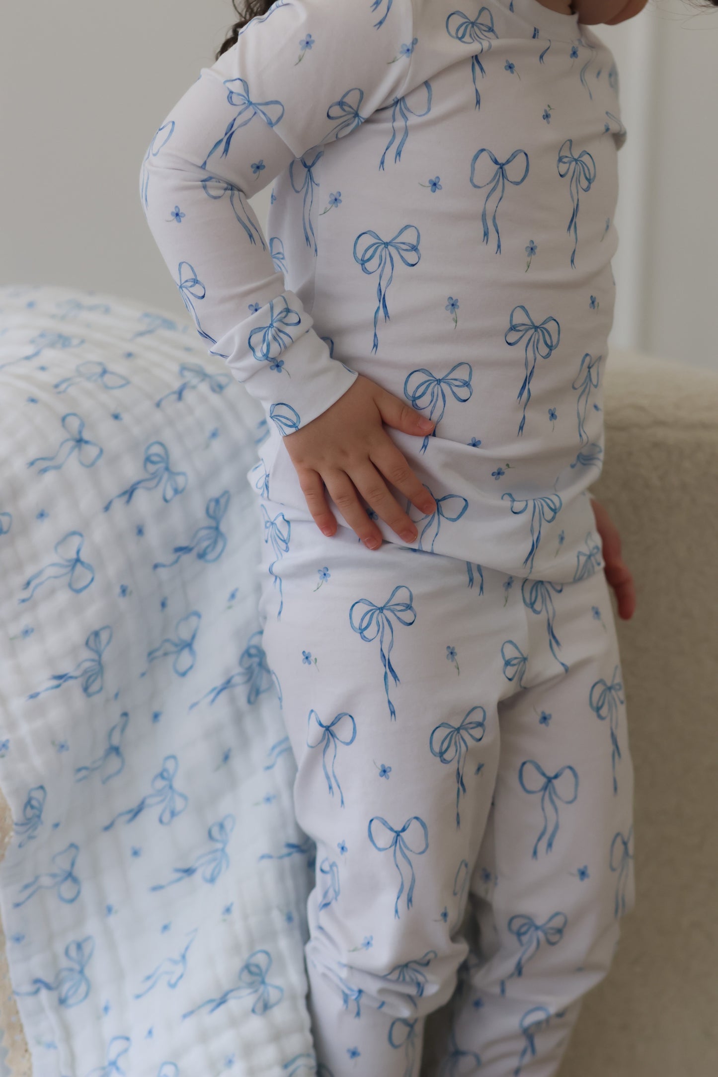 Something Blue Two-Piece Children’s Pajama Set | Organic Cotton Jersey Sleepwear