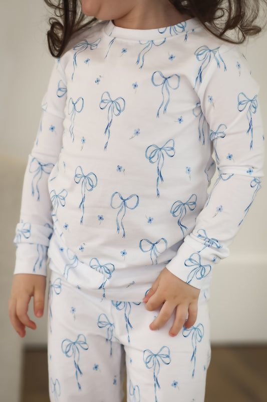 Something Blue Two-Piece Children’s Pajama Set | Organic Cotton Jersey Sleepwear