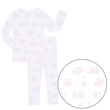 Limited Edition Pink Toile Print 2 Piece Pajama Set