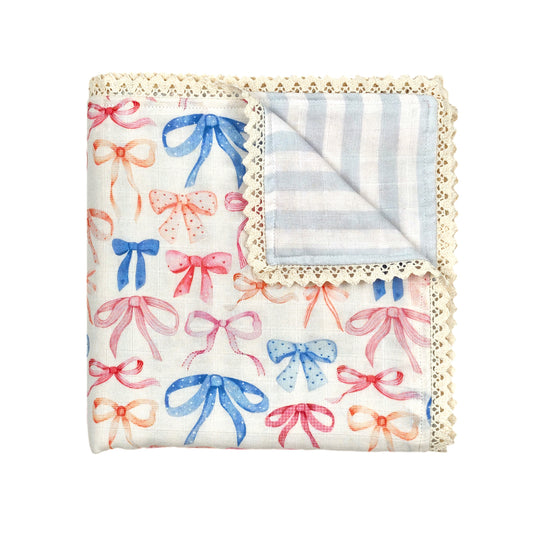Bow Avenue Collection – 6 Layer Organic Cotton Gauze Reversible Blanket