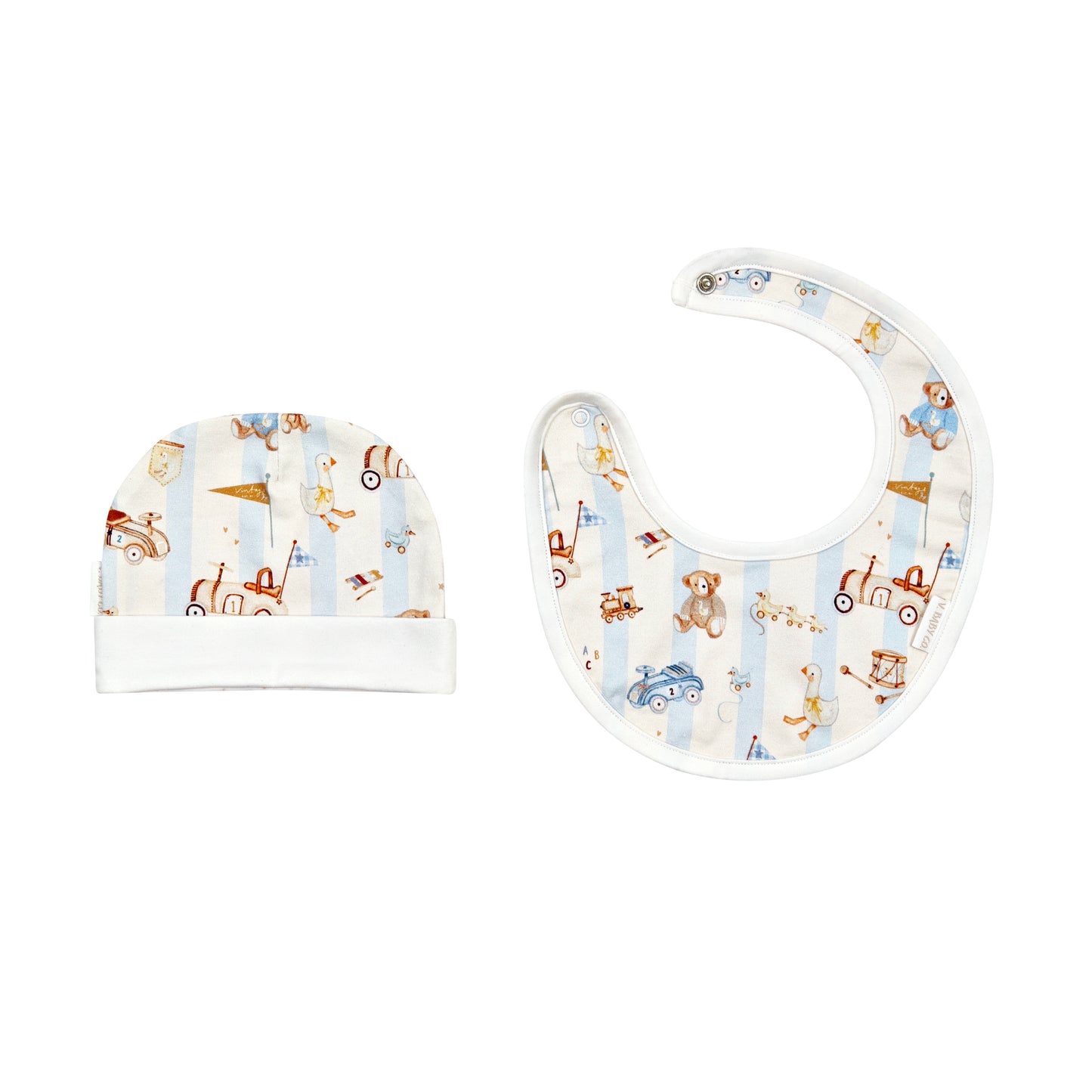 Vintage Toy Organic Cotton Hat + Bib Set