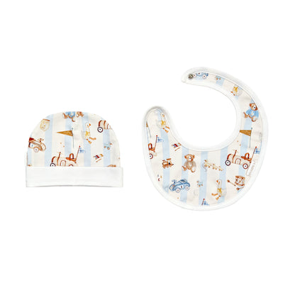 Vintage Toy Organic Cotton Hat + Bib Set