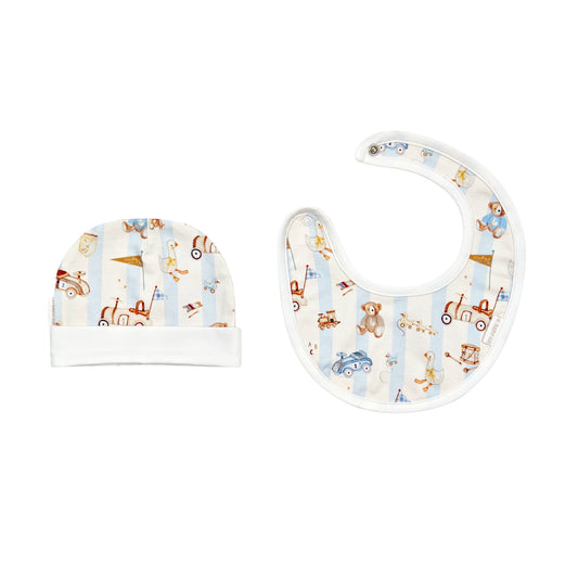 Vintage Toy Organic Cotton Hat + Bib Set