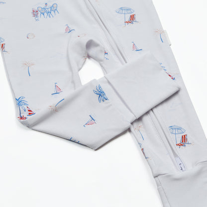 PREORDER - Beach Side Vacation Print Onesie Bamboo Pajamas - Ultra-Soft & Breathable Kids’ Sleepwear