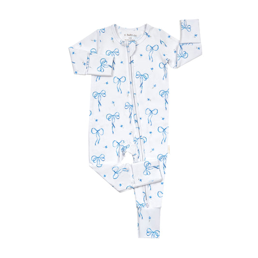Something Blue Baby Onesie Pajama | Organic Cotton Jersey Sleepwear