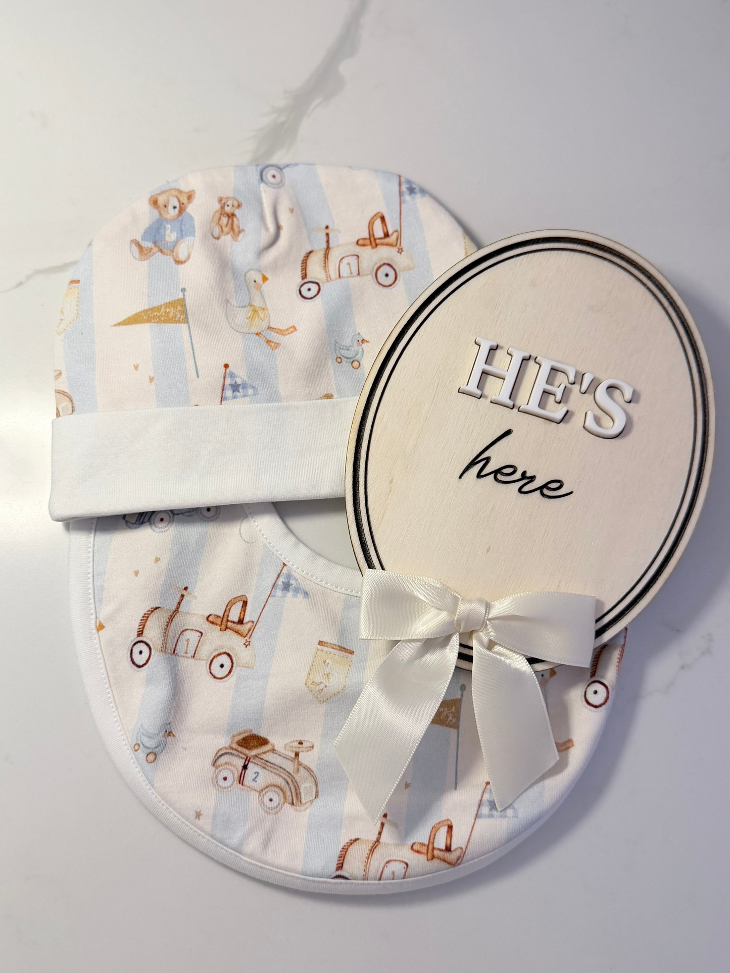 Vintage Toy Organic Cotton Hat + Bib Set