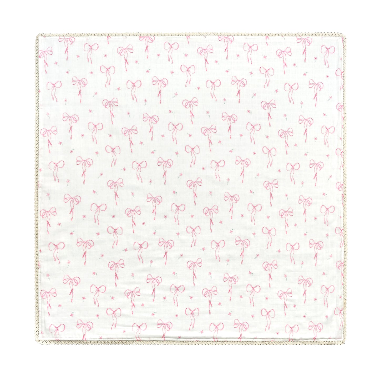Pretty in Pink Organic Cotton Gauze Blanket with Crochet Trim