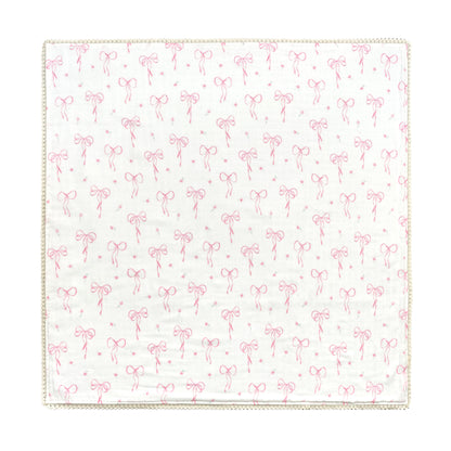 Pretty in Pink Organic Cotton Gauze Blanket with Crochet Trim