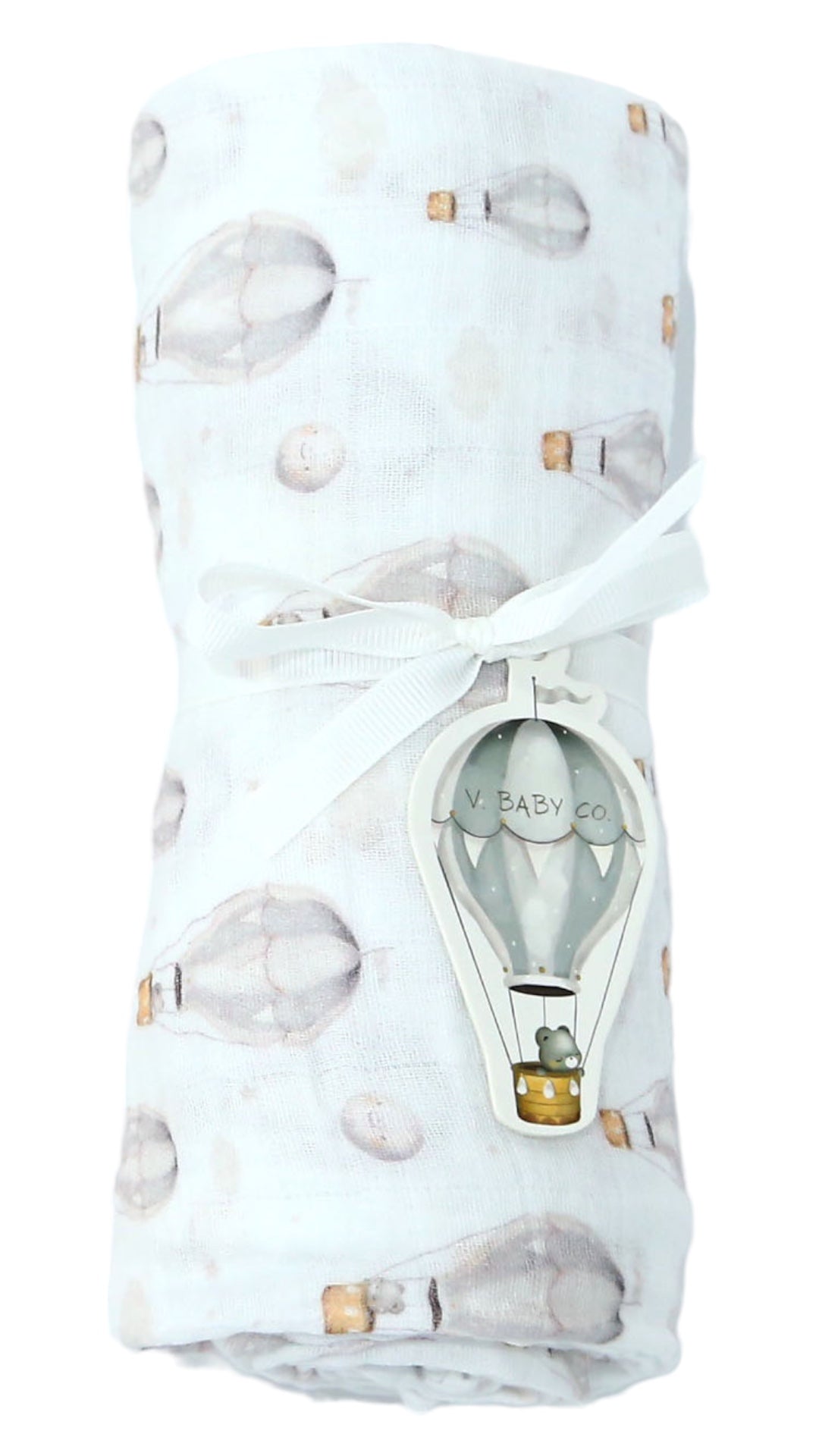 Organic Cotton Muslin Swaddle Blanket – Whimsical Hot Air Balloon Design *BEST SELLER*