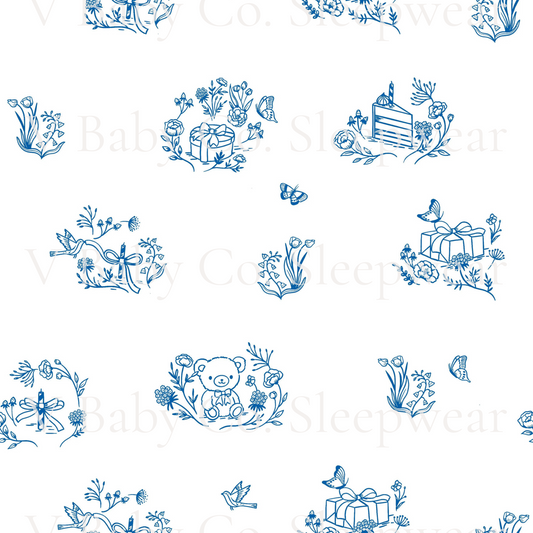 Birthday Toile Print Pajamas - Preorder, ETA 2/1/25