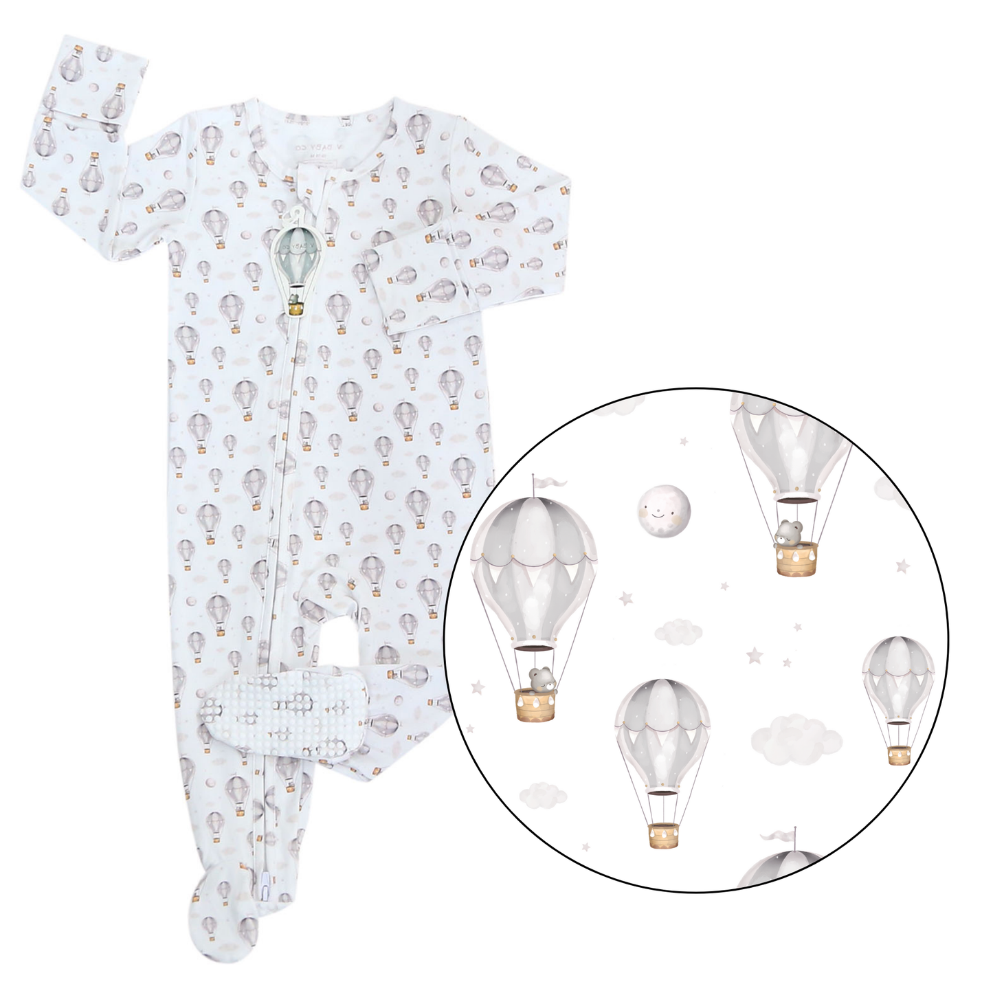 Hot Air Balloon Hand-Drawn Baby Sleeper – Bamboo, Ultra-Soft & Certified Safe