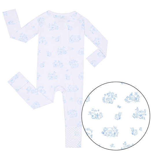 Limited Edition Blue Toile Print Onesie Pajama
